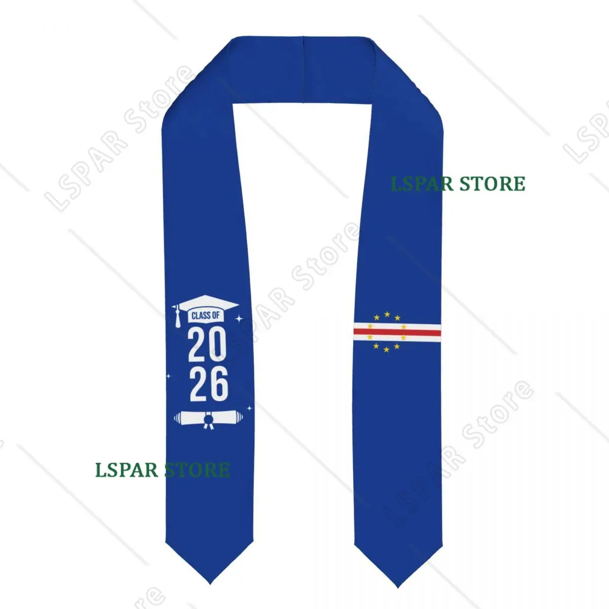 

Class Of 2026 Cape Verde Flag Graduation Stole Sash Scarf For International Students Proud 183CM Long