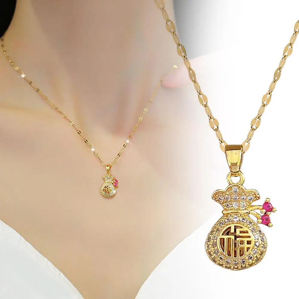 Classic Lucky Necklace Chinese Fu Lucky Pendant Necklace Fine Unisex Male Jewelry Female Gift