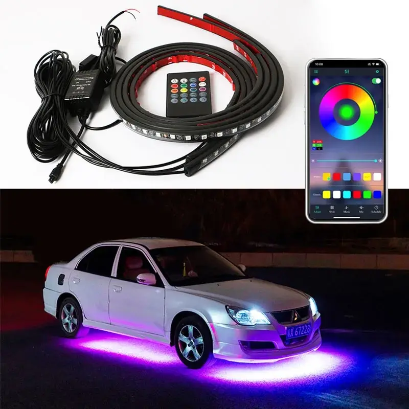 

Car Chassis Decorative Strip Lights Waterproof LED Auto Underbody Neon Lights Remote Control RGB Atmosphere Lamp Car Accessories