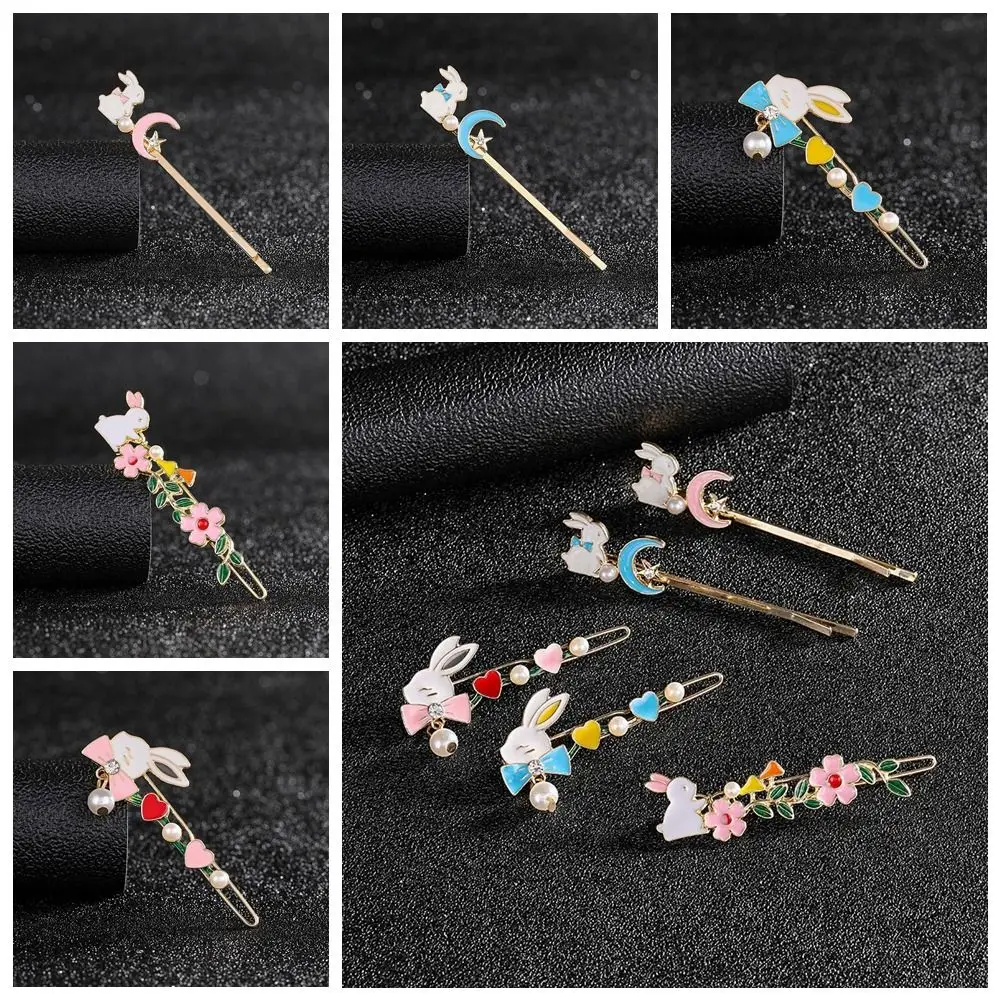 

Y2k Metal Hair Clip Trendy Korean Style Flower Rabbit Barrettes Moon Headdress Cute Hairpin Daily