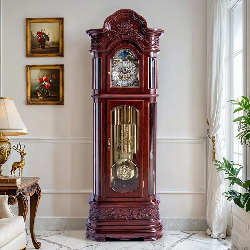 Helmler nine-tone movement villa large clock pendulum clock, red rosewood floor clock living room machinery