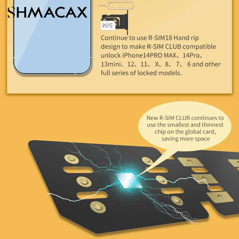 R-SIM18 CLUB rsim club R-SIMCLUB CPU Unlocking Card Sim Card Sticker For RSIM