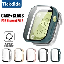 Vidrio Templado + funda para Huawei Watch Fit 3, Protector de pantalla, Marco, cubierta de parachoques para Huawei Fit3