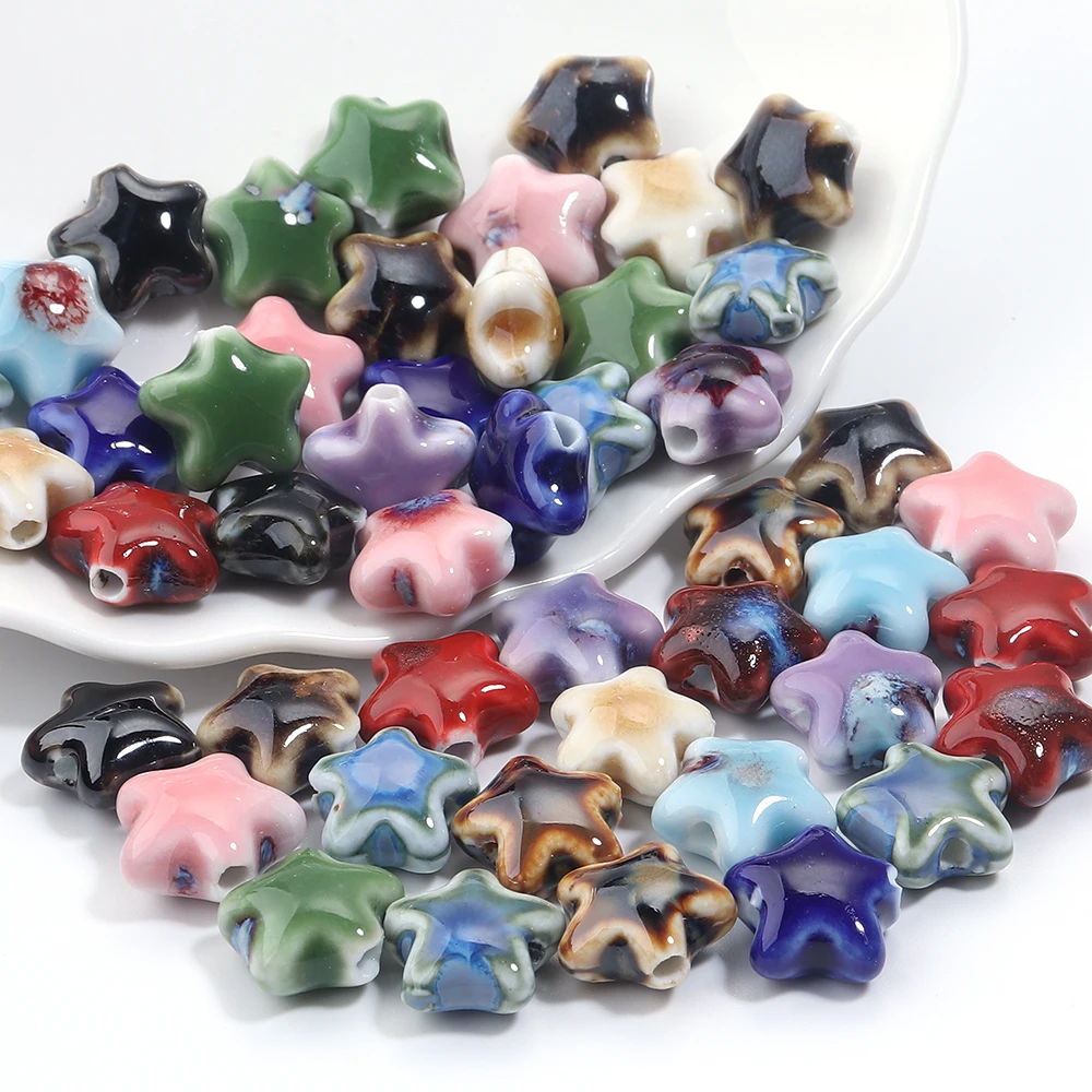 5 teile/los Keramik Stern Perlen Bunte 15x13,5mm Porzellan Lose Spacer Perlen Für DIY Schmuck Machen Armband halskette Zubehör