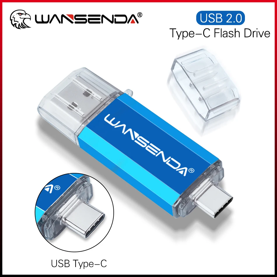 

WANSENDA 128 ГБ USB-флеш-накопитель типа C, металлический флэш-накопитель, 8 ГБ, 16 ГБ, 32 ГБ, 64 ГБ, USB2.0, флэш-накопитель для Type-C Mobile/Mac/ПК