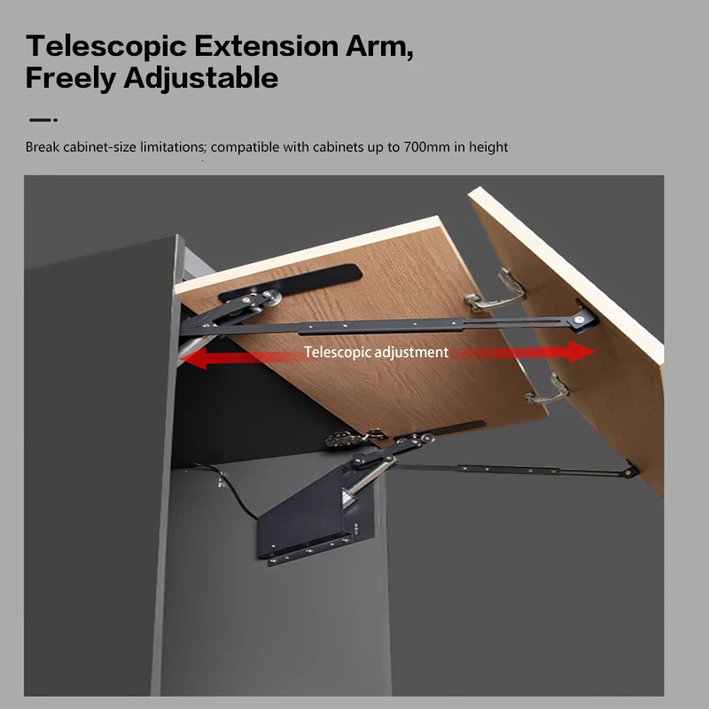 Quiet Durable Automatic Electric Upward Folding Door Opener With Telescopic Support Bar For Overhead Kitchen Storage System
