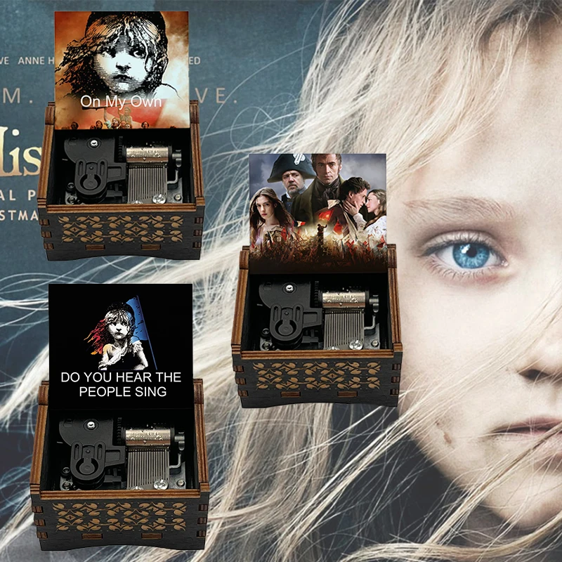 Classic Les Miserables Wooden Music Box I Dreamed A Dream/On My Own/Do You Hear The People Sing Melodies Musical Gift