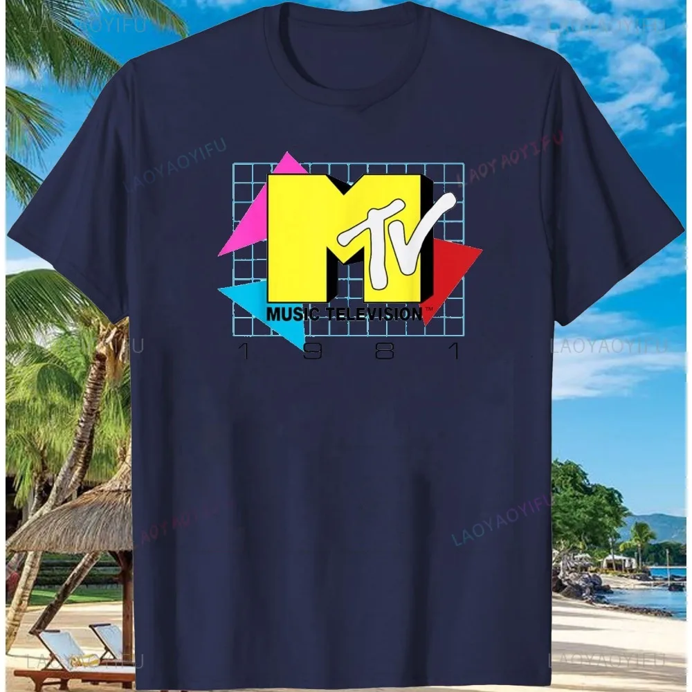 MTV Music Television 1981 Logo T-Shirt 100% COTTON T-Shirt Men O Neck Cool Summer TShirts Short Sleeve Tees Fashion Tops