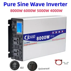 8000W 6000W 5000W Pure Sine Wave Inverter 12V 220V 120V 4000W 10KW Solar Car Inverters With USB Multi Function Display Converter