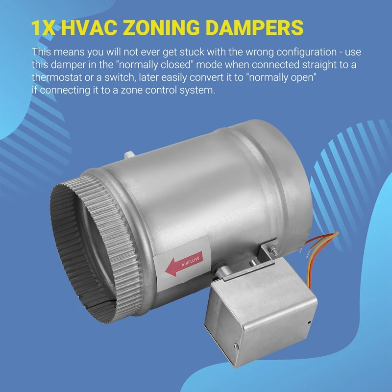 6Inch HVAC Motorized Electric Zone Control 24Ac Power Damper Dampner NSPRD NSPRD024-6NC