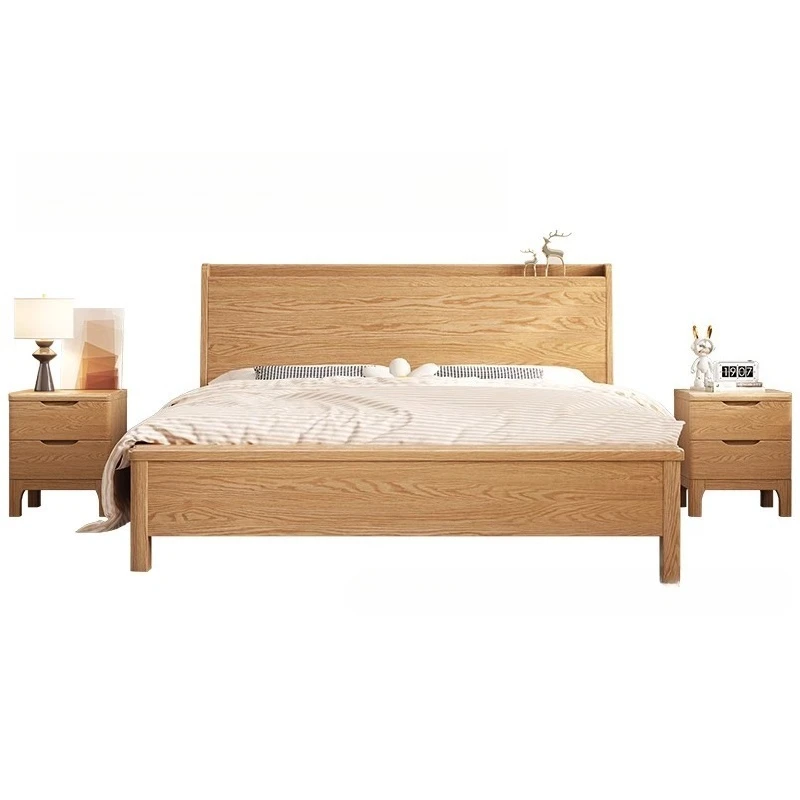 

Red oak, solid wood, Nordic, master bedroom double bed, simple, oak bed