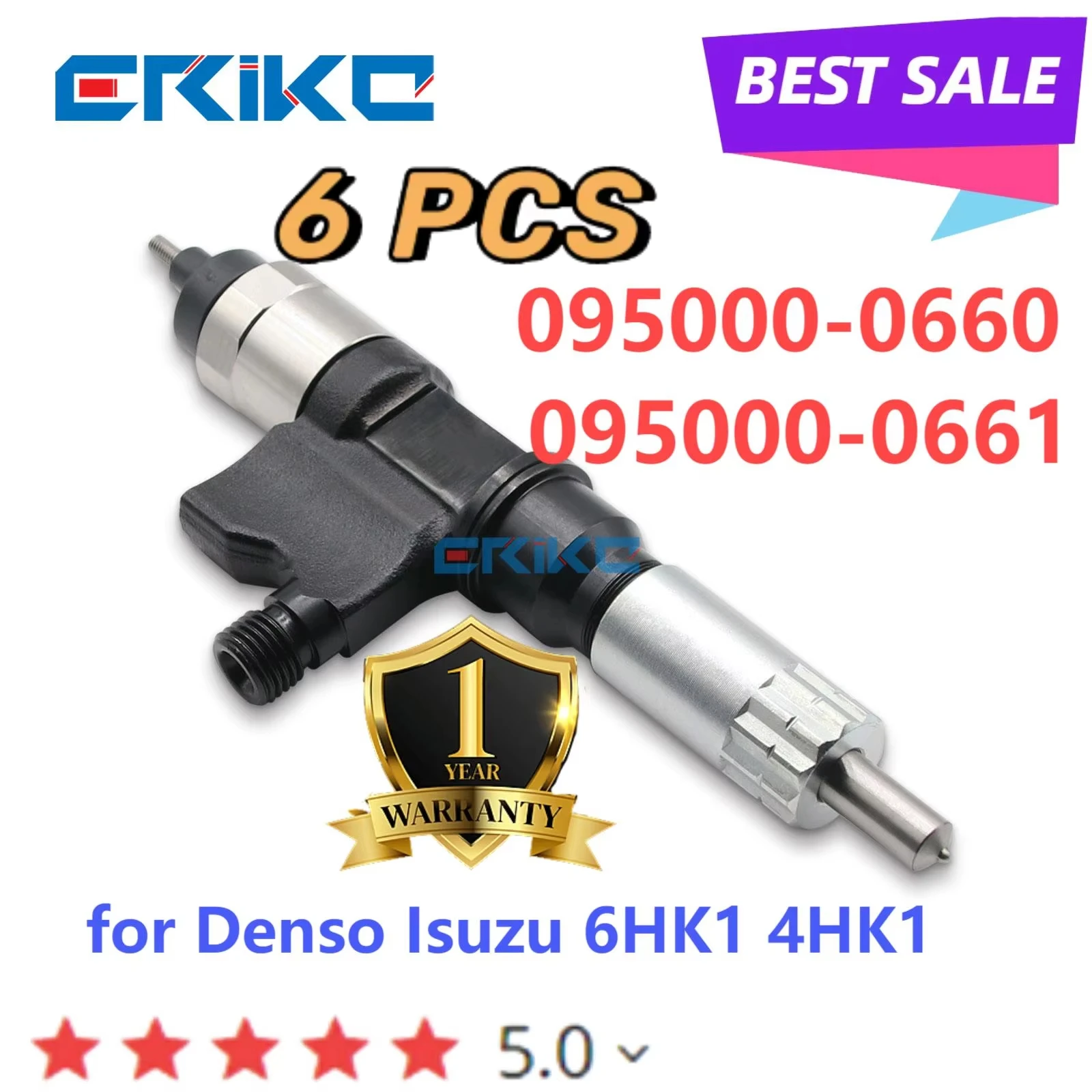 6PC 095000-0660 Common Rail Injector 095000-0661 Auto Engine Assembly for Denso Isuzu 6HK1 4HK1 095000-0661