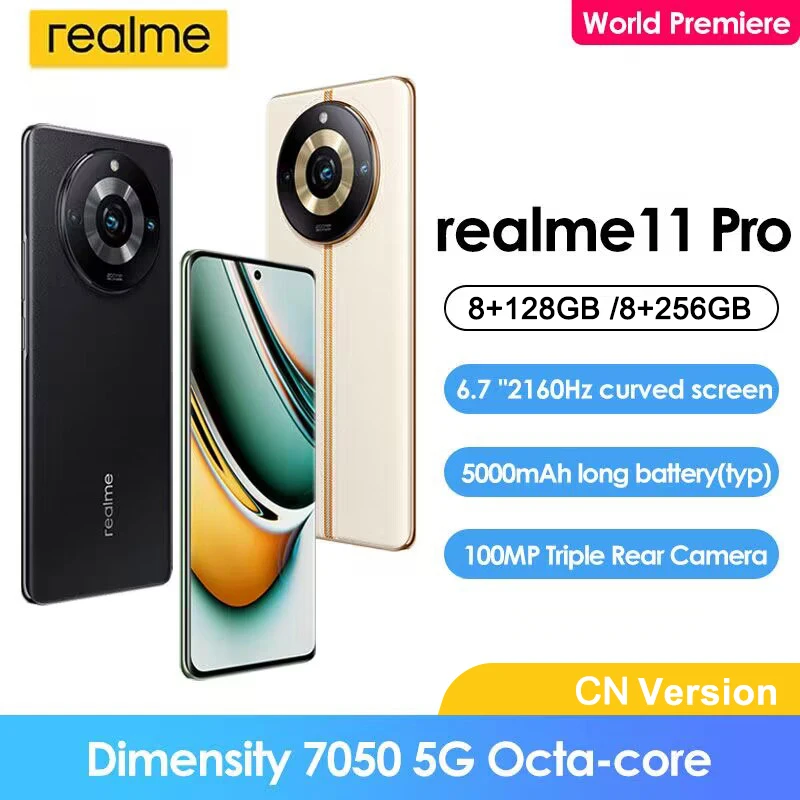 

Realme 11 Pro 5G Smartphone Dimensity 7050 6.7 AMOLED 5000mAh 100MP Camera 67W Supercharge Android Cell phone