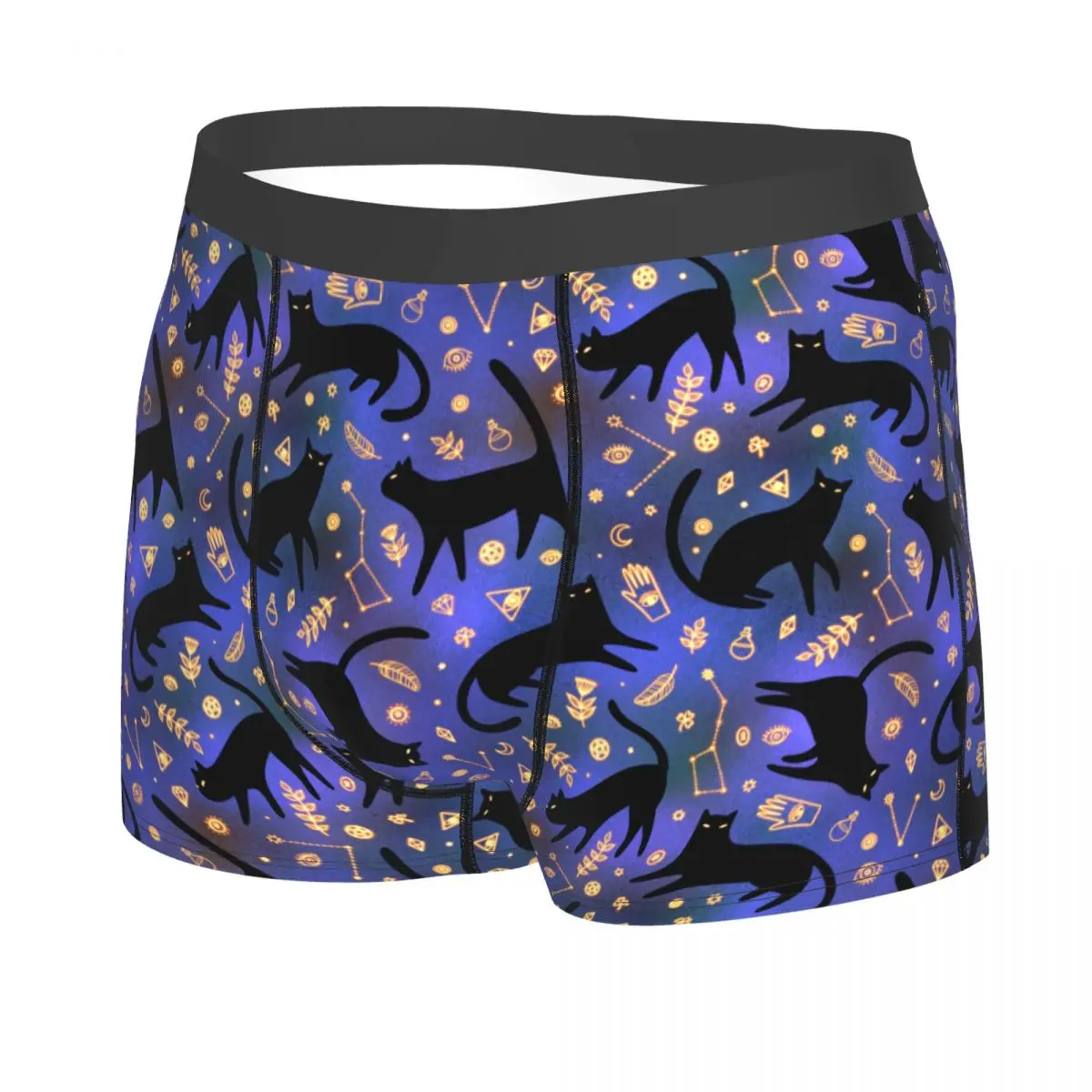 Custom Mystical Cats Pattern Underwear Men Stretch Boxer Briefs Shorts Panties Soft Underpants For Homme