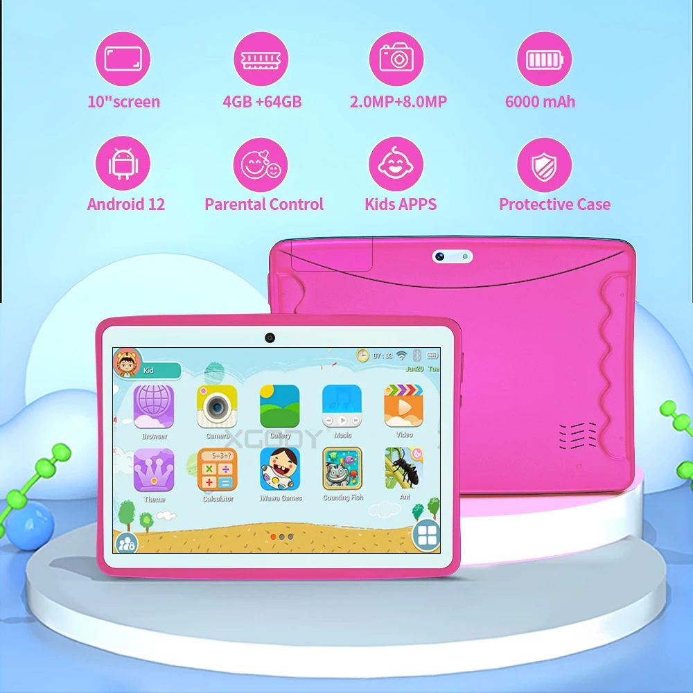 New 5G Kids Pad 10.1 Inch Android Tablet Google Play  quad core 4GB RAM 64GB ROM  FHD Display Dual SIM Dual WiFi 5000mAh