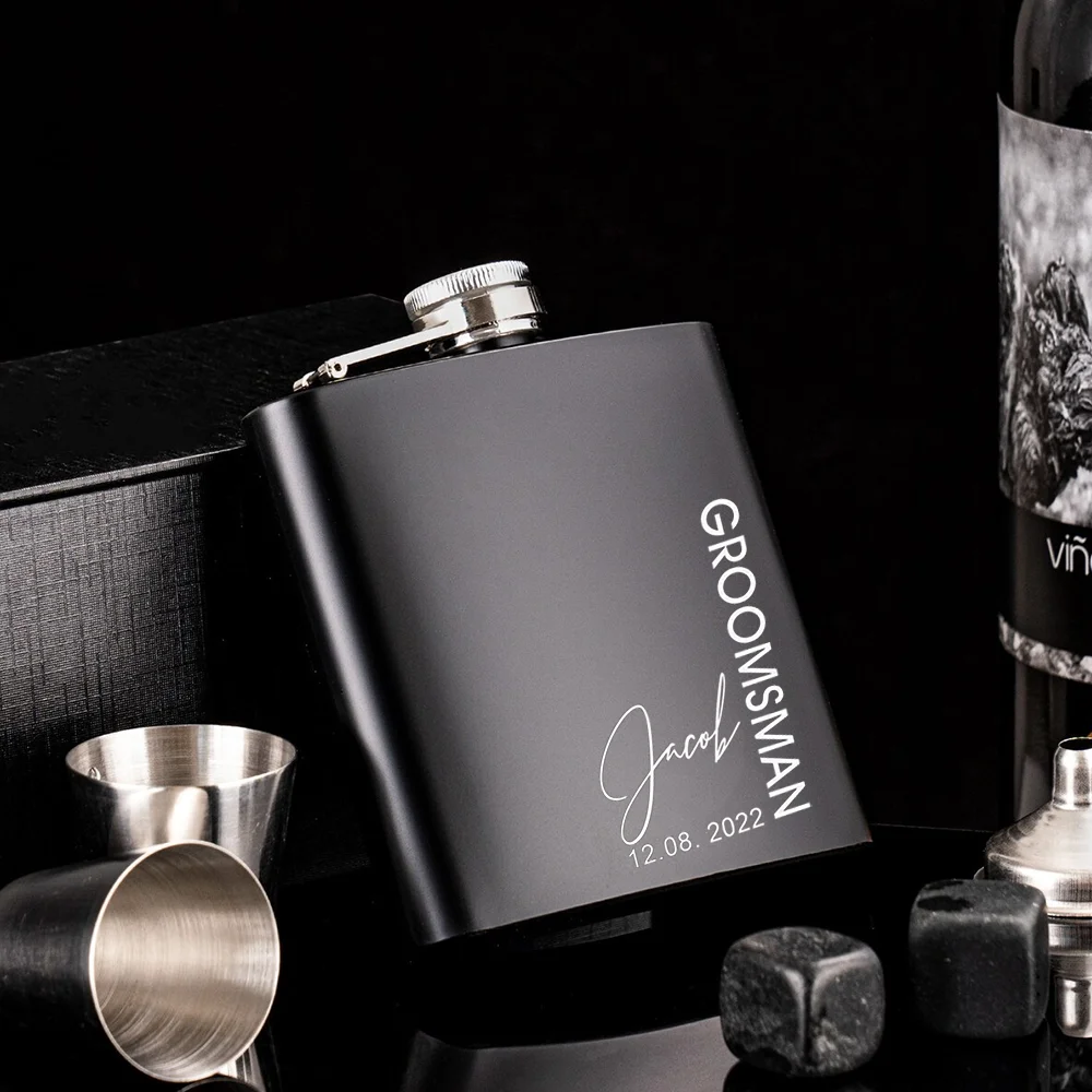 

Custom Groomsmen Flasks Black Hip Flask Groomsmen Gift Wedding Bachelorette Hen Party Decor Groom To Be Best Man Proposal Gift