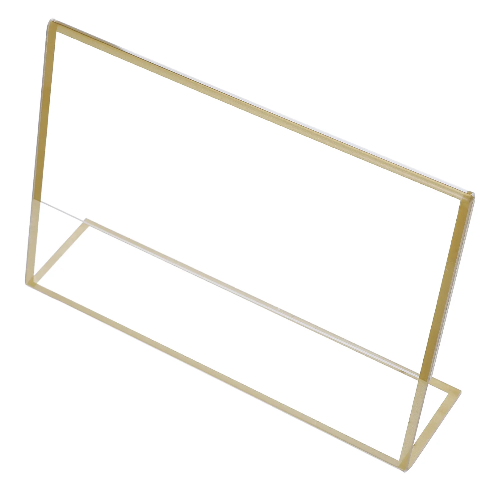 

6Pcs Clear Acrylic Sign Holder Vertical L Shape Table Display Stand Gold Frame Photo Menu Number Holder 10.2x15.2cm Restaurant