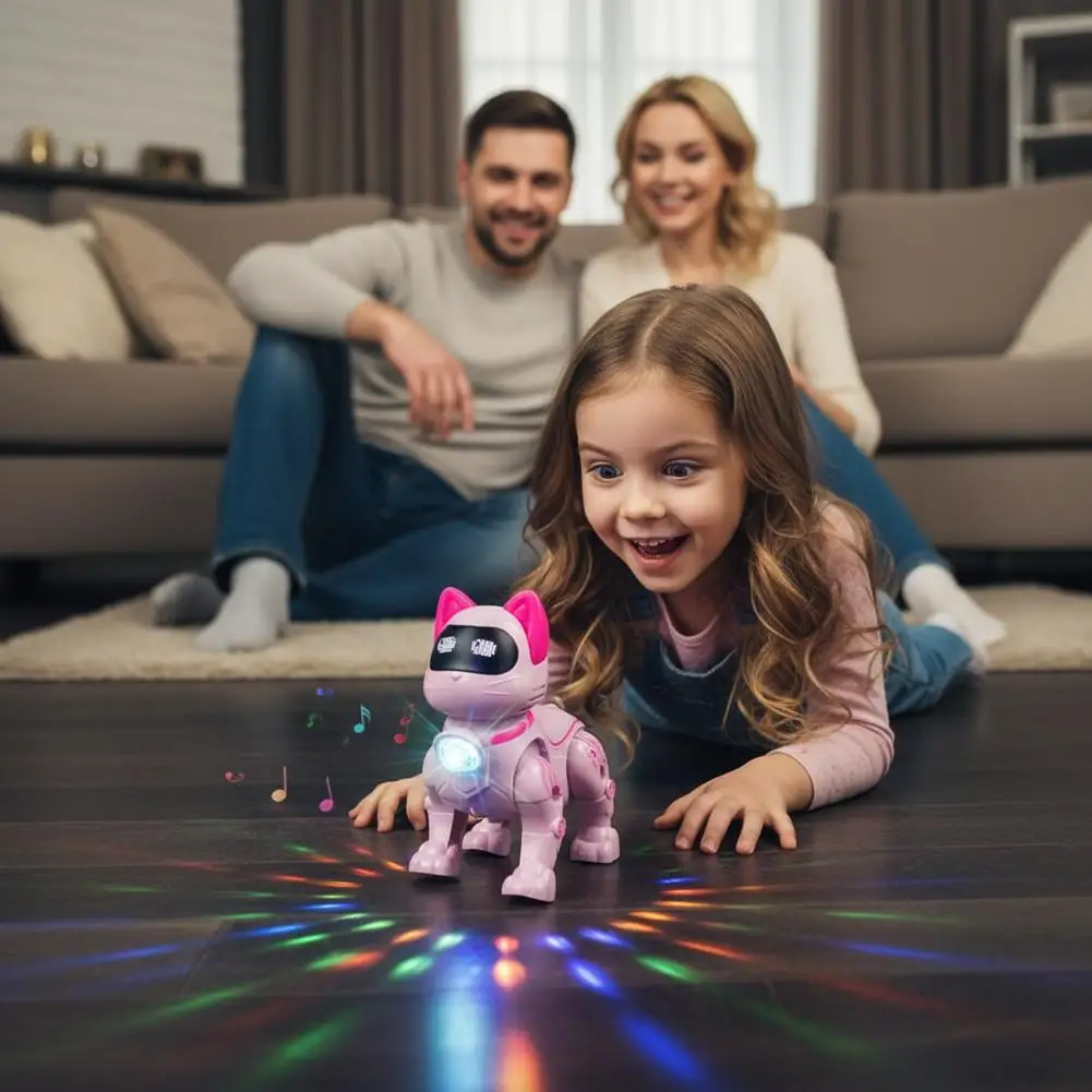 Interactive Electric Robot Cat Toy for Kids with Lighting & Music - Creative Birthday Holiday Gift