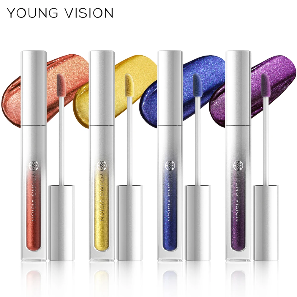 YOUNG VISION 8 colors of metallic color lasting pop flash lip glaze waterproof sweat highlight highlighting eyeshadow liquid