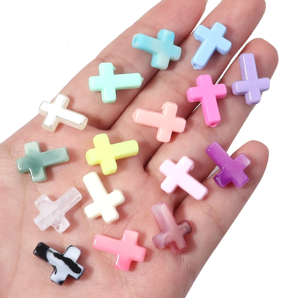 100Pcs/Lot Cross Shaped Acrylic Loose Beads Cream Macaron Color DIY Pendant Jewelry Making Bracelet Materials Accessories image 3