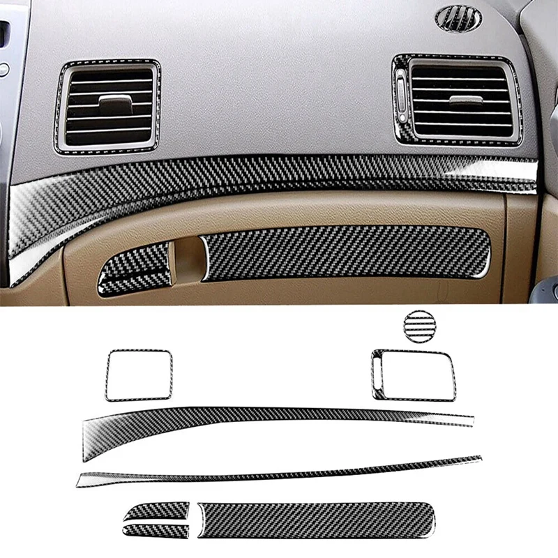 8Pcs Carbon Fiber Dashboard Panel Trim Cover For Honda Civic 8Th Gen 2006-2011 Replacement Accessories