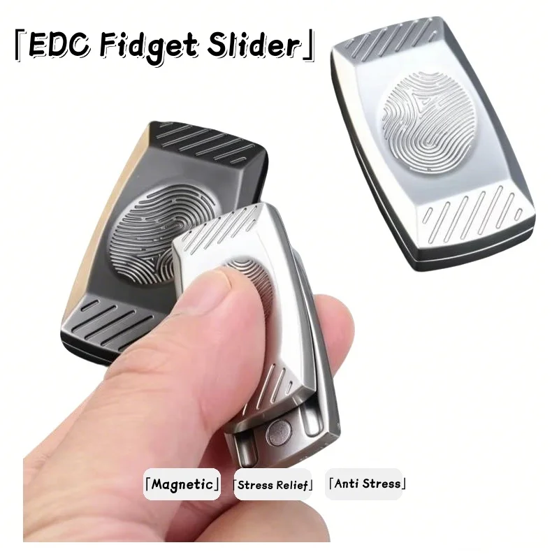 Fun EDC Magnetic Fidget Slider Fingerprint Haptic Thumb Metal Stress Relief Sensory Relax Physics Science Gift Favors for Adults