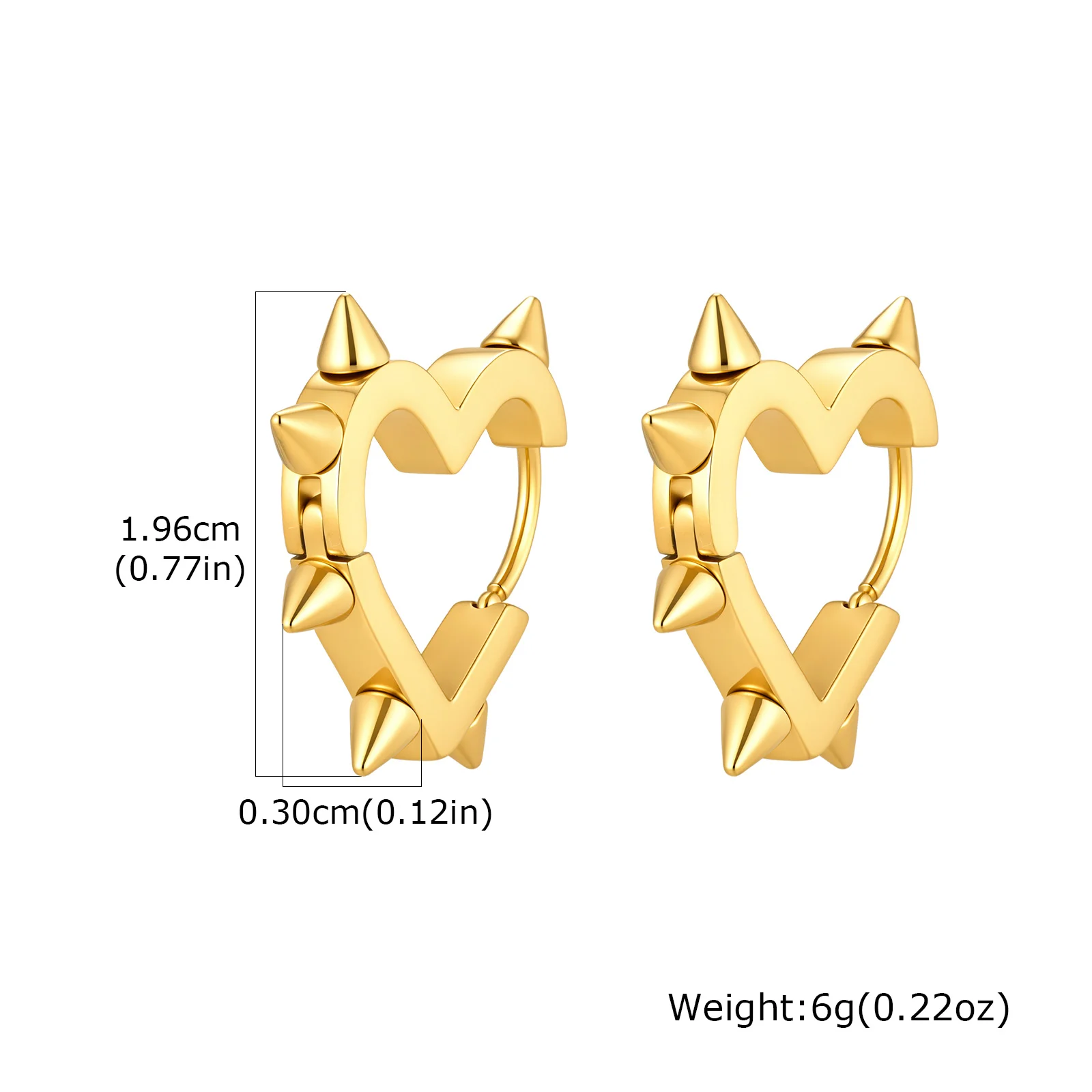 Creative Gothic Punk Rivet Heart Hoop Earrings for Parties