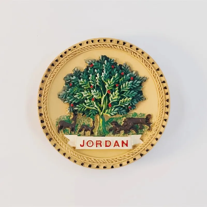 Jordan Jerusalem God Tree Disk Hand-painted 3D Fridge Magnets Tourism Souvenirs Refrigerator Magnetic Sticker