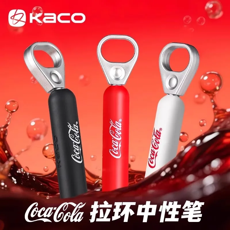 

KACO Coca Cola Gel Ink Pen Pull Ring high-quality 0.5 dual-core ST head,Quick Drying Black stylo for office signing school suppl