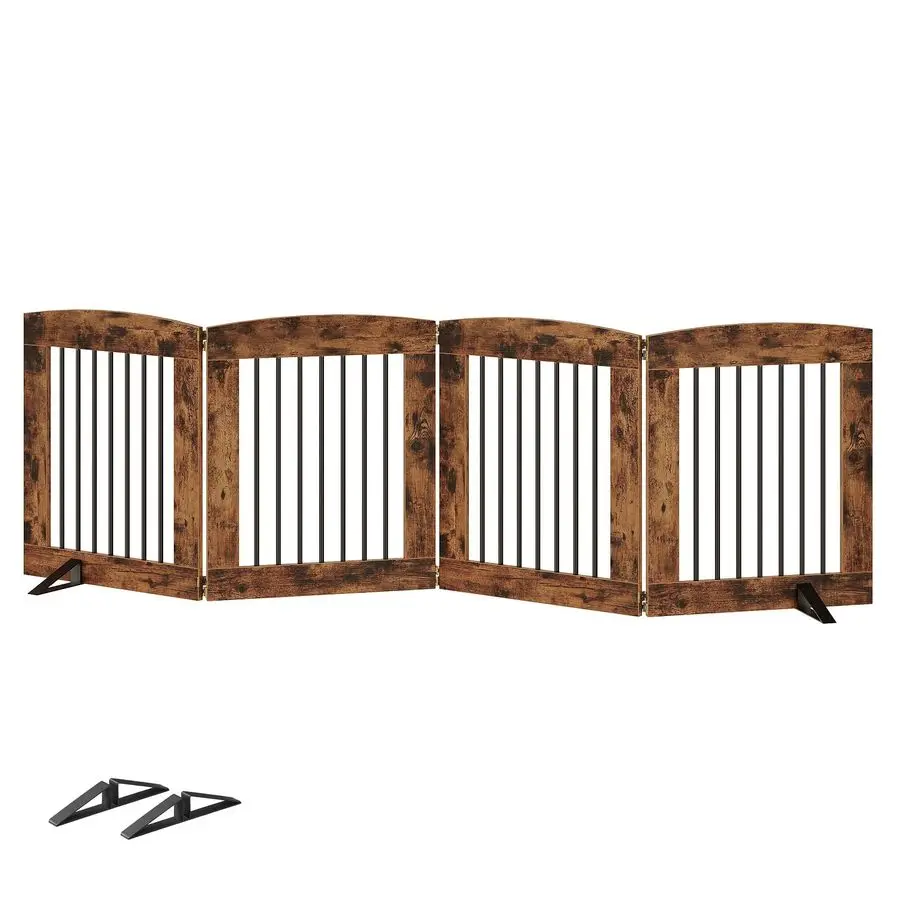 

Indoor Dog Gate with Support Feet, 24 Inch 4 Panels, Freestanding Pet Gate for Doorway, Stairs, Folding Dog Fence, 360 Hinge for