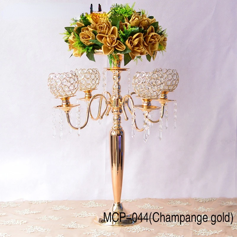 gold crystal candlestick wedding centerpiece royal table chandelier candelabra centerpiece for wedding home decoration(MCP-044)