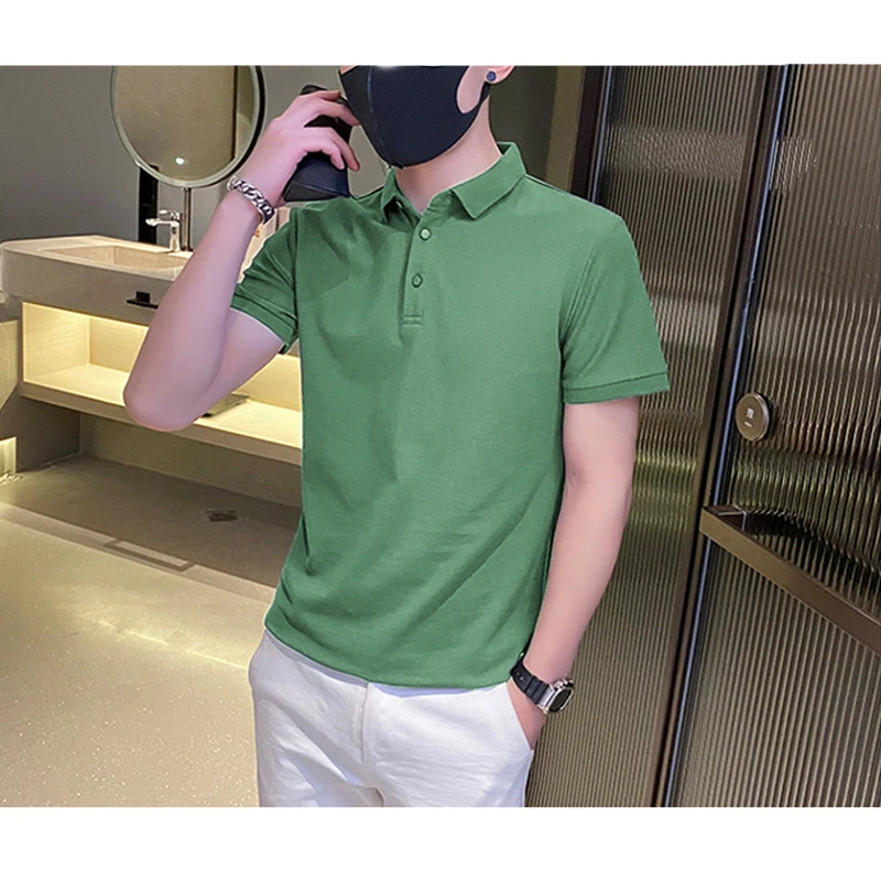 

Solid Color Short-sleeved T-shirt Men's Summer POLO Shirt Couple Tide Brand Men's 2022 New Half-sleeved T-shirt Comfortable Top