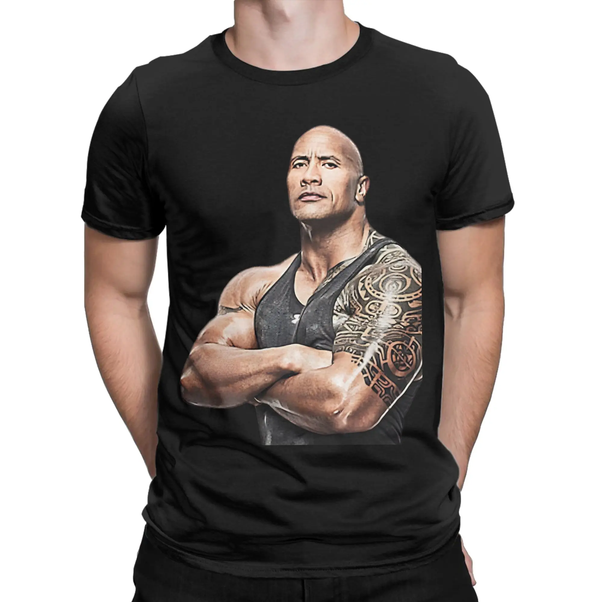 Oversized T-Shirt Dwayne Johnson Strong Arm Cotton T Shirts  Novelty Tshirt for Mens Summer Y2K Retro Print Short Sleeve Tees