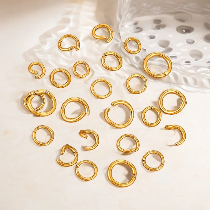 304 stainless steel 18K gold open ring, connecting small circle DIY jewelry accessories necklace ring hand chain ring B004