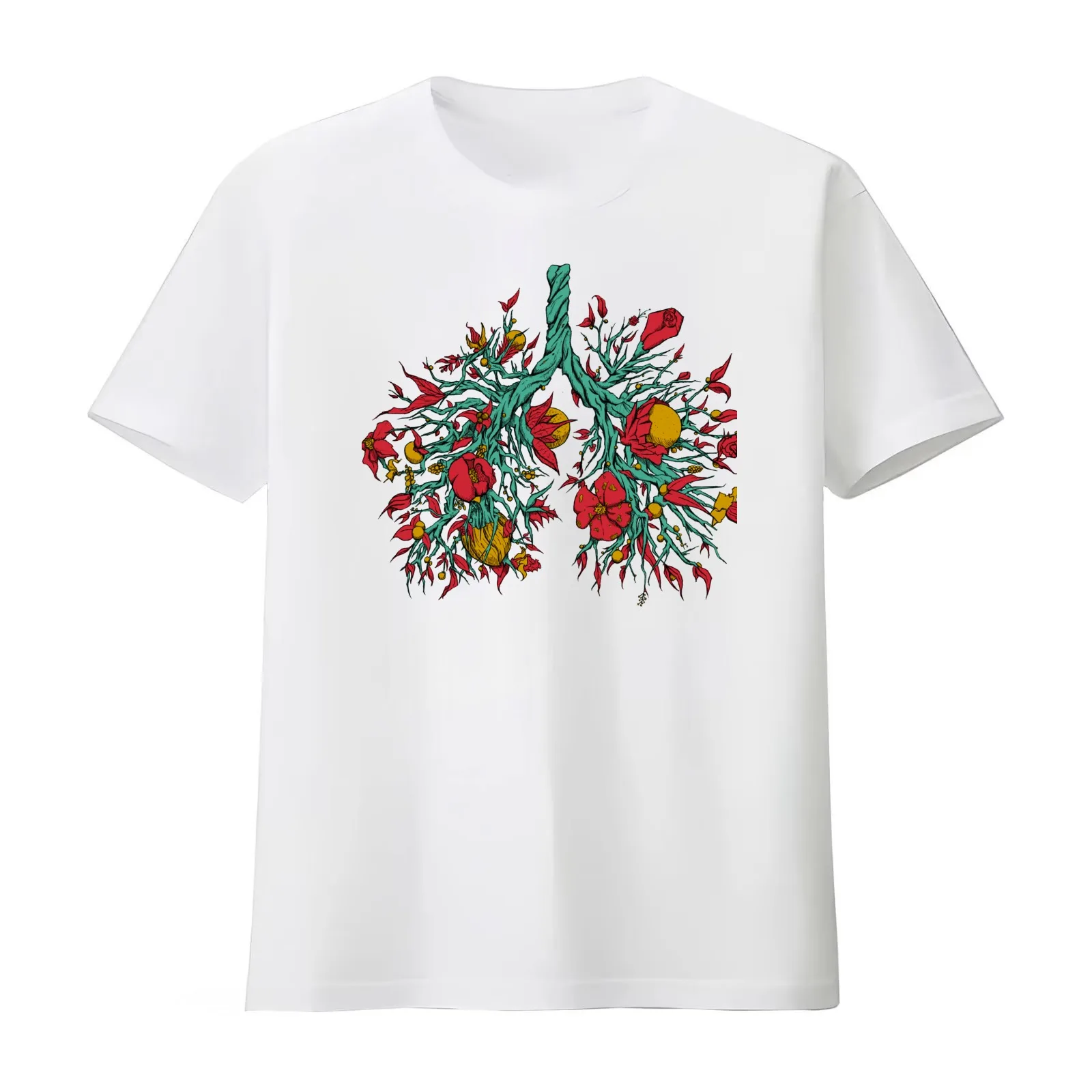Growing Lungs T-Shirt Summer Casual Cotton Tee Oversized Streetwear Tops Vintage Graphic Print Loose Fit Short Sleeve
