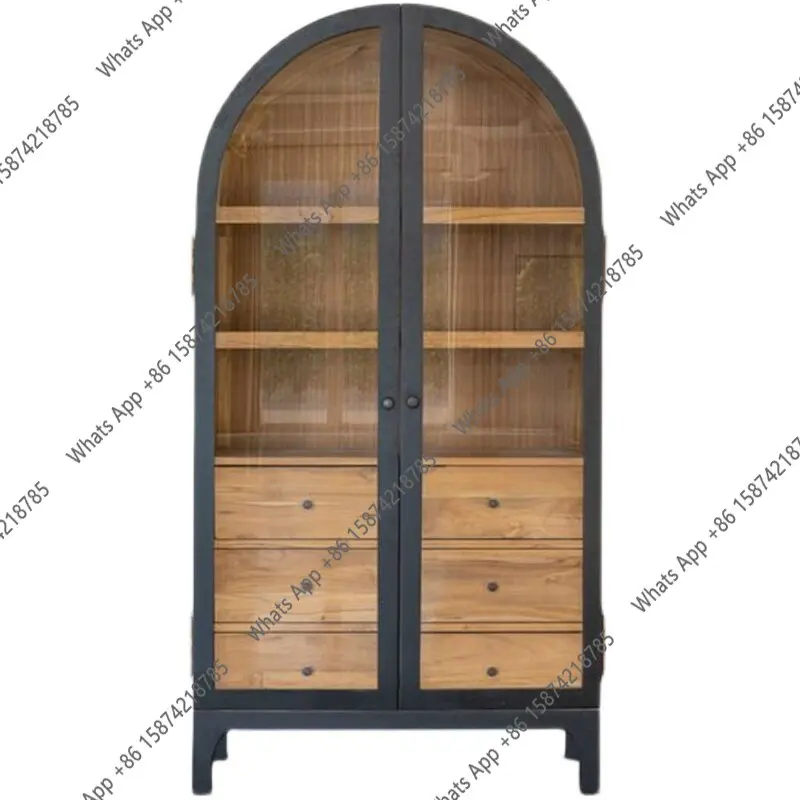 Rt French Side Cabinet, Arched Glass Door, Locker, American Wine Cabinet, Nordic Custom Furniture