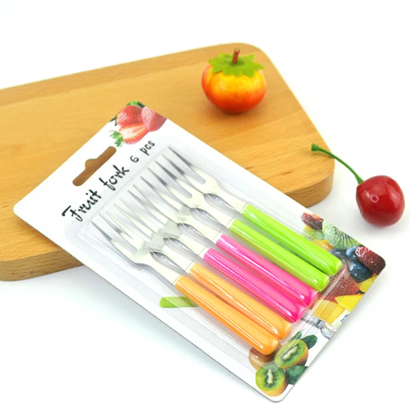 6pc Fruit Fork Stainless Steel Cake Dessert Forks Lovely Mini Fork Used for Cake Party Snail Fork Restaurant