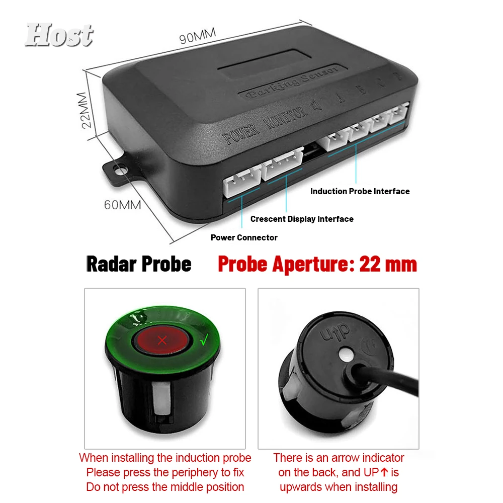 CARQSENG Reverse Backup Radar System LED-Parksensor-Display mit 4 Sensoren Backup-Summer-Warnalarm für Autos