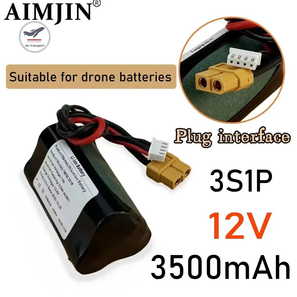 12V 3.5Ah 12.6V High Capacity UAV Rechargeable Li-ion Battery 3S1P for Various RC Airplane Drone Quadrotor XH2.54-4P XT60