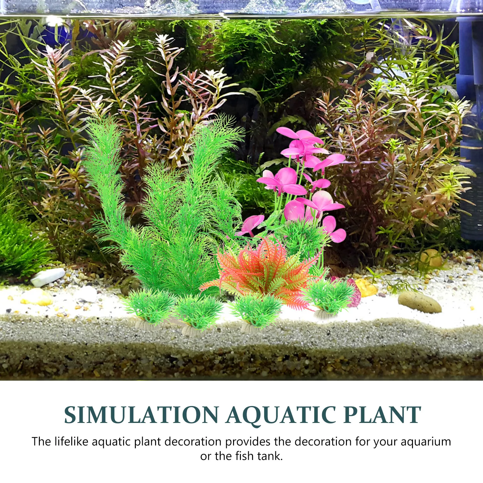 

7pcs Artificial Plants Aquarium Decoration Fish Tank Accessories Plastic Aquatic Grass Faux L scape Prop Scenery Safe Material