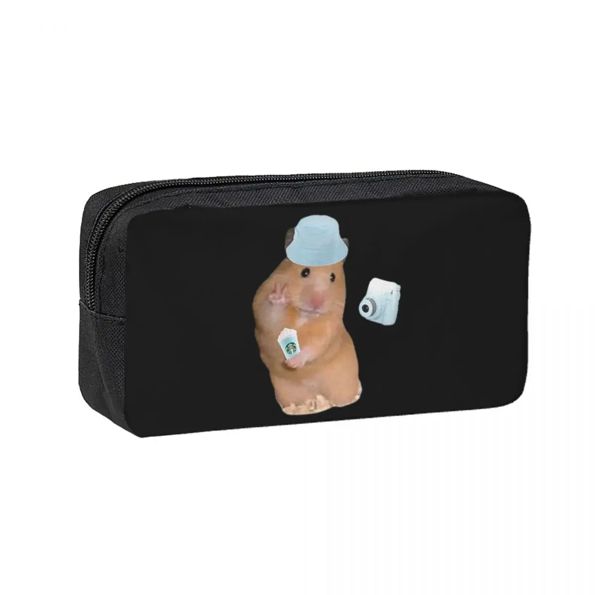 Peace Sign Hamster Meme With Camera Pencil Cases for Student School Pen Box Pencil Bag Large Storage Pencil Pouch Pen Holder