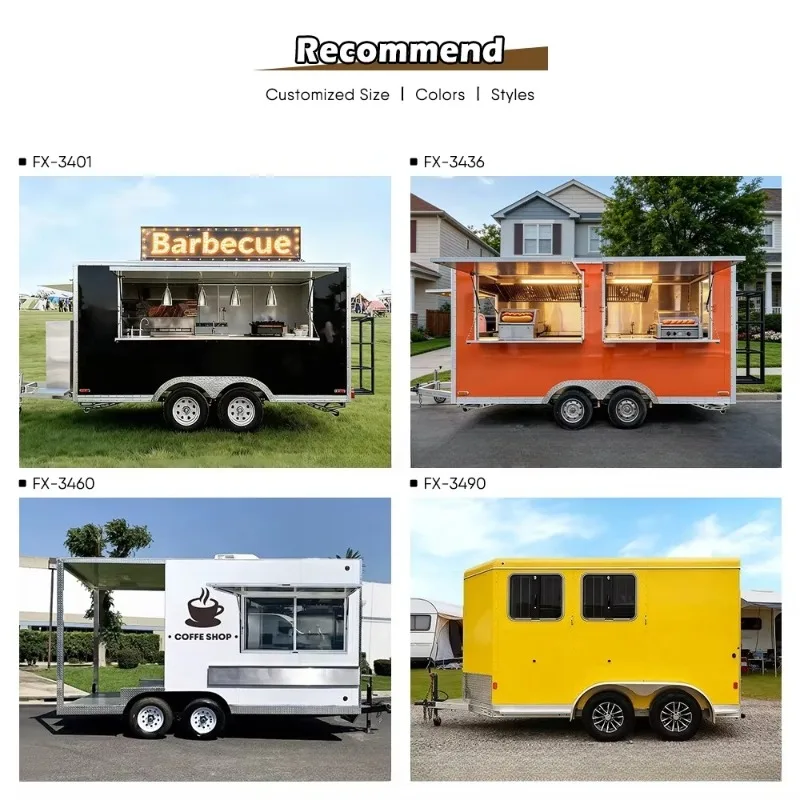 Outdoor Food Trailer Fully Equipped Mobile Kitchen Truck for Coffee Burger Pizza Fried Chicken BBQ Ice Cream and Snack Business