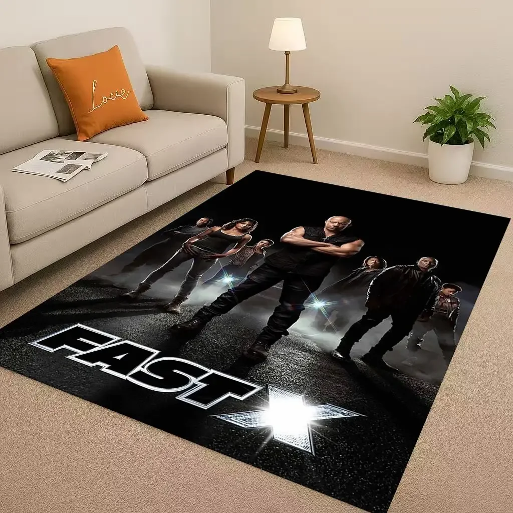 HD Fast F-Furious Vin Diesel Racing Car Living Room Non-Slip Area Rug Carpet for Bedroom Playroom Sofa,Easy Clean Home Doormat