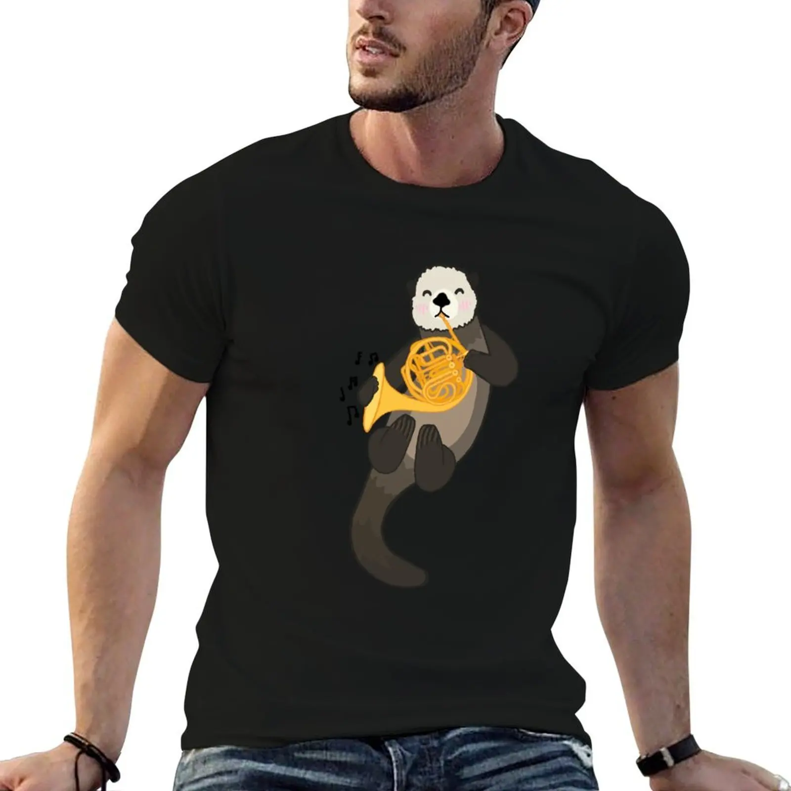 

French Horn Sea Otter T-Shirt essential t shirt printed t shirts for man T-Shirt