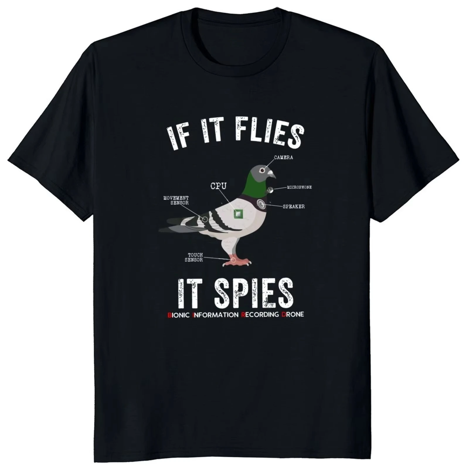 Birds Are Not Real Pigeon Drone Graphic Tee Funny Conspiracy Theory Crewneck Men's and Women's T-Shirt Y2K Streetwear Top