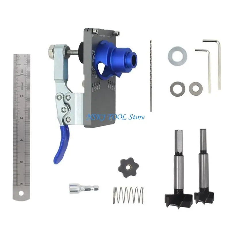 

L8RC Hinge Hole Opener Auxiliary Stopper 35mm Woodworking Wardrobe Door Carpentry Hinge Hole Opener