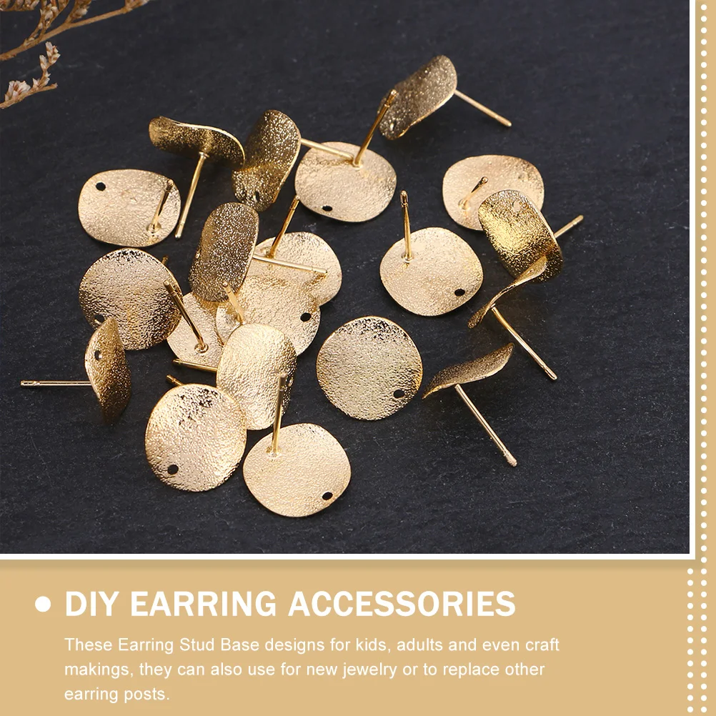 

30 Pcs Round Ear Needle Jewelry Earring Supplies Jewellery Making Posts for Tray Base Alloy Hardware Earrings Parts to Make