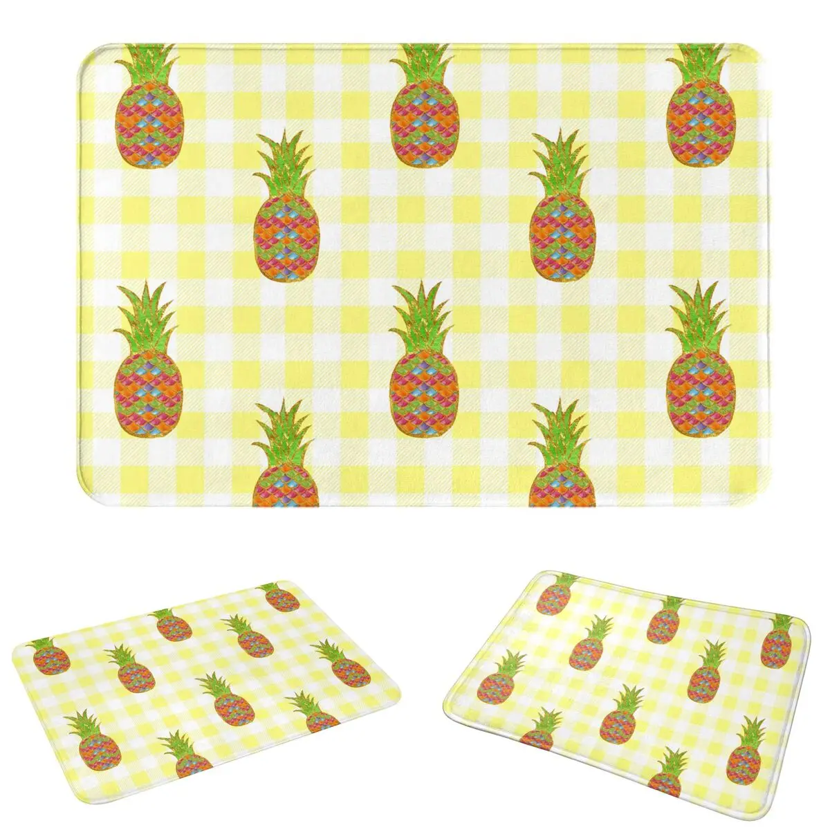 Gold Pineapple Pattern Doormat Antiwear Carpet Rug Kitchen Entrance Home Floor Mat for Bedroom Footpad Mats