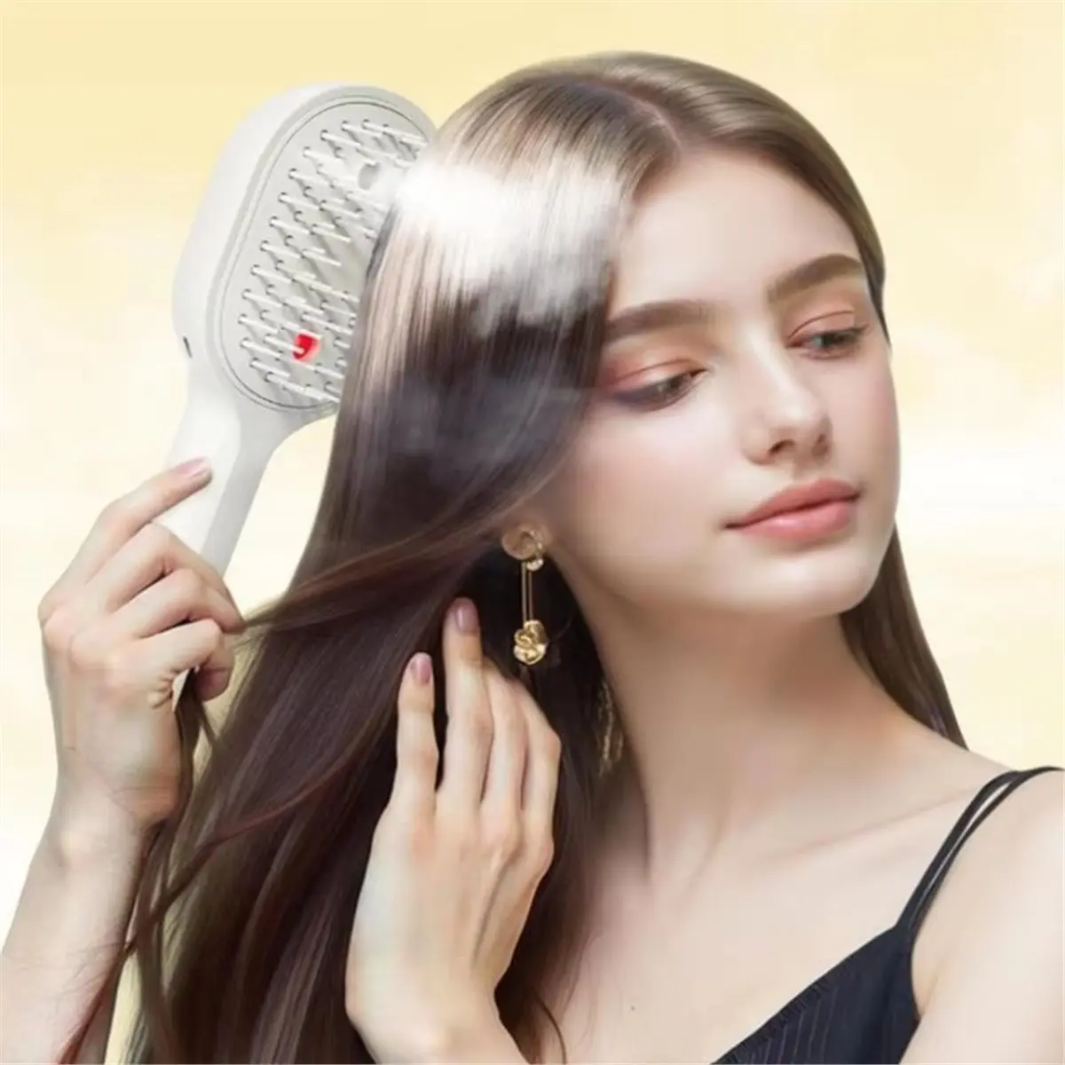 L70A Electric Steam Sprays Hair Brush Rechargeable Wet Hair Straightener Comb, Smooth Styling Anti-Frizz Tool Antistatic A