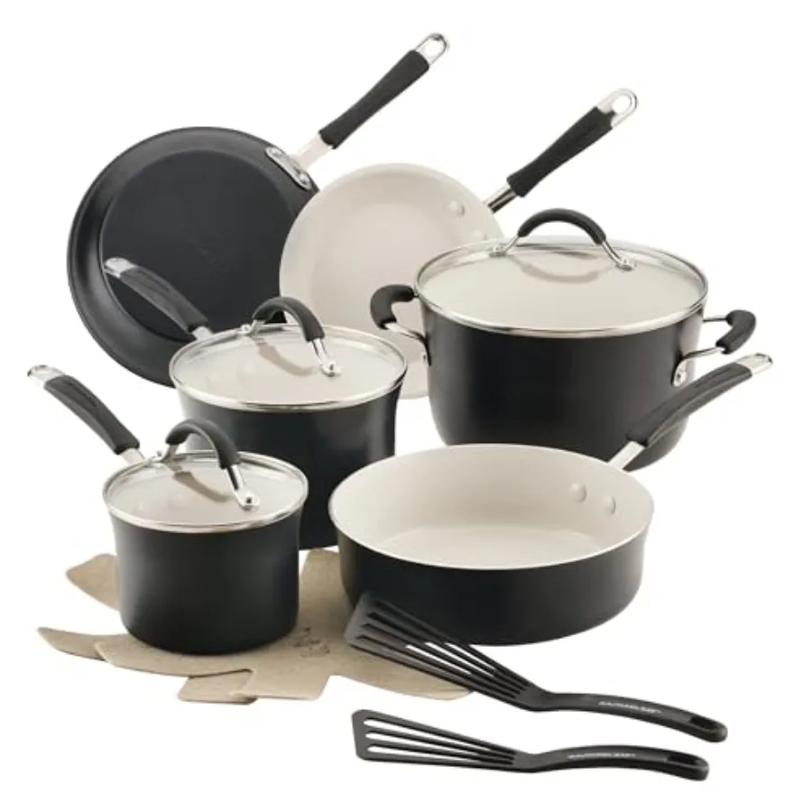 

Cucina Ceramic Cookware Set - 13 Pieces - Ceramic Pots and Pans Set w/Nonstick Frying Pans, Saute Pan, Saucepans, Stockpot, Lid